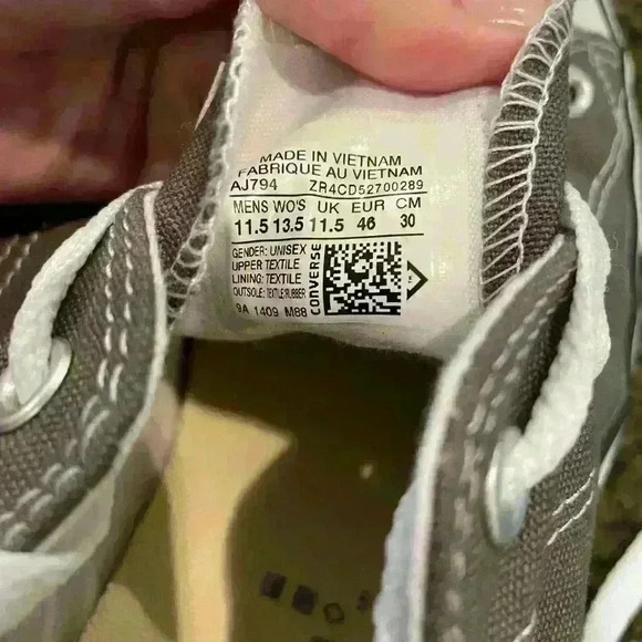 Converse, Chuck Taylor, All Star, Mens 11.5 Womens 13.5, Gray Sneakers - Picture 7 of 8